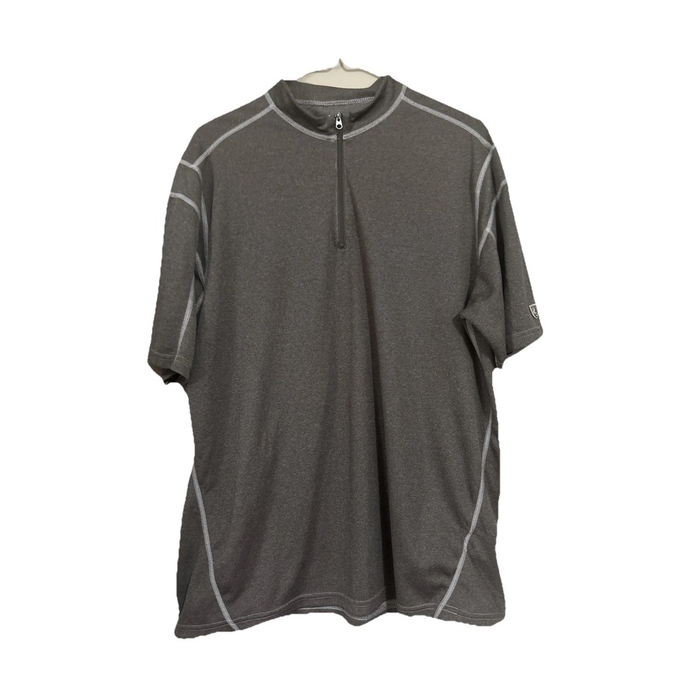 KUHL L Short Sleeve 1/4 Zip Band Collar Men's Brown Stretch‎ Performance